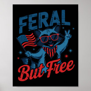Kinder 4. Juli Wild Und Frei Lustiger Waschbär USA Poster