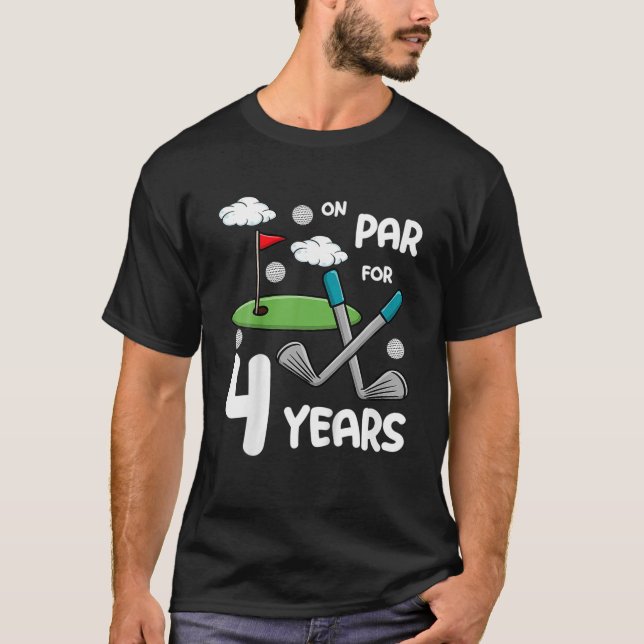 Kinder 4th Birthday Golf Funny Golfer 4 Jahre Alte T-Shirt (Vorderseite)