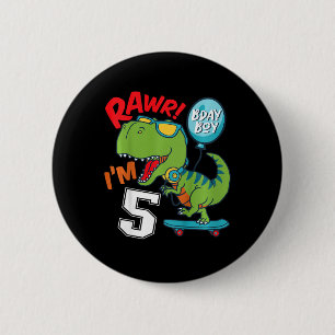 Kinder 5. Geburtstag 5 Jahre alter Junge T-rex Ska Button