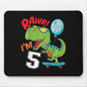 Kinder 5. Geburtstag 5 Jahre alter Junge T-rex Ska Mousepad