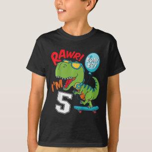 Kinder 5. Geburtstag 5 Jahre alter Junge T-rex Ska T-Shirt