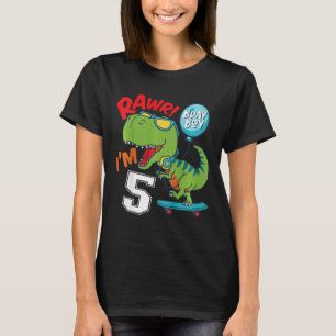Kinder 5. Geburtstag 5 Jahre alter Junge T-rex Ska T-Shirt
