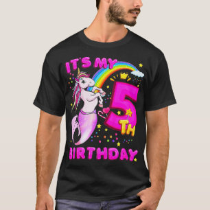 Kinder 5. Geburtstag Einhorn Mermicorn Meerjungfra T-Shirt