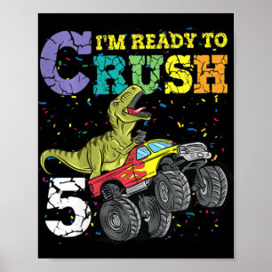 Kinder 5 Jahre alt 5. Geburtstag Dinosaurier Trex Poster