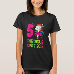 Kinder 5 Jahre alt Einhorn Blüte 5. Geburtstag Gir T-Shirt
