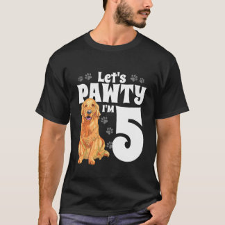 Kinder 5 Jahre alt Goldener Retriever Hund Birthda T-Shirt