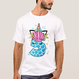 Kinder 5 Jahre alt Niedliche Meerjungfrau Einhorn T-Shirt