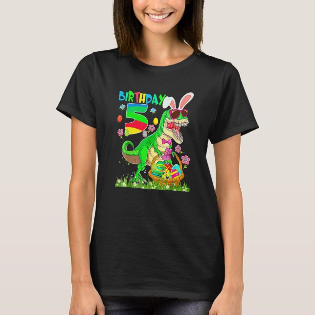 Kinder 5 Jahre alt T Rex Dinosaurier Osterfest Son T-Shirt (Vorderseite)
