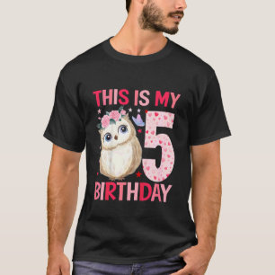 Kinder 5 Jahre Alte Girl Girls Owls 5. Geburtstag T-Shirt