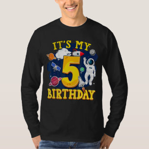 Kinder 5 Jahre alter Astronaut Weltraum 5. Geburts T-Shirt