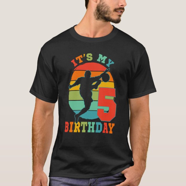Kinder 5 Jahre alter Fußball Es ist meine Geburtst T-Shirt (Vorderseite)