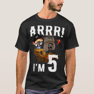 Kinder 5 Jahre alter Piratenschiff Geburtstagspart T-Shirt
