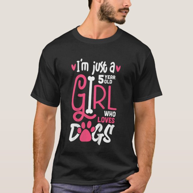 Kinder 5 Jahre altes Mädchen, das Hunde Lieben Wel T-Shirt (Vorderseite)