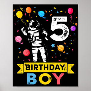 Kinder 5 Jahre Junge Astronaut 5. Geburtstag Junge Poster