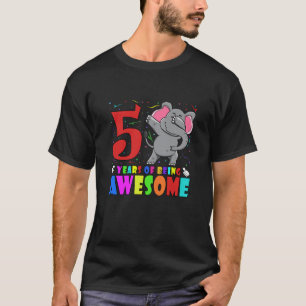 Kinder 5Geburtstagsparty Dabbing Elefant - 5 Jahre T-Shirt