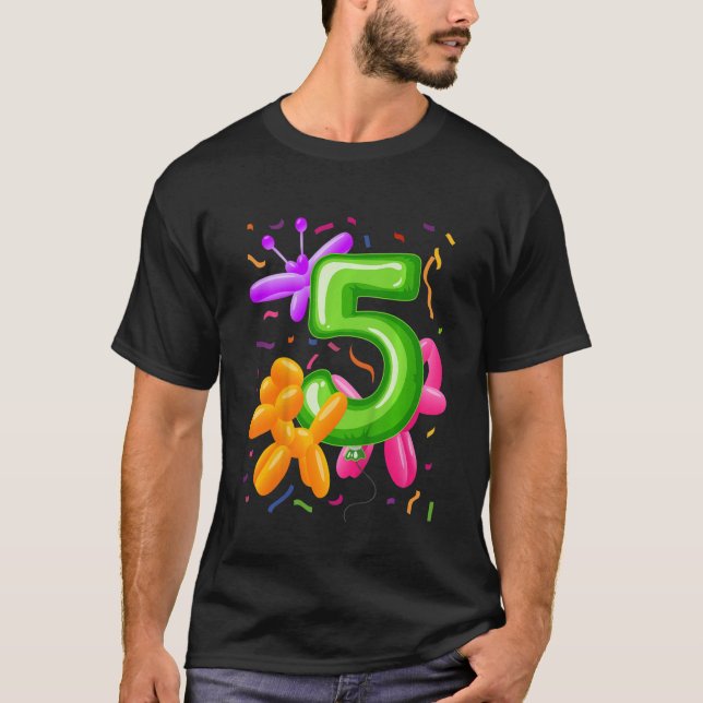 Kinder 5th Birthday Balloon Animals Ballon Themed  T-Shirt (Vorderseite)