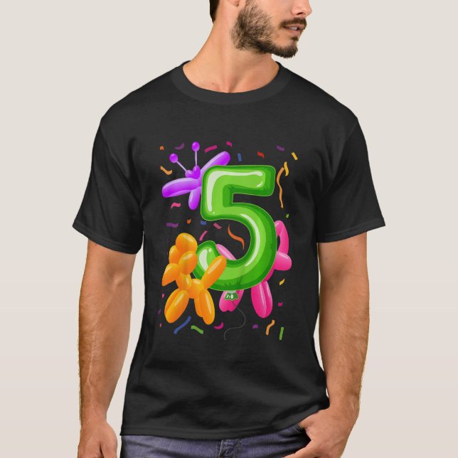 Kinder 5th Birthday Balloon Animals Ballon Themed  T-Shirt (Vorderseite)