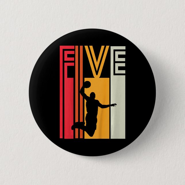 Kinder 5th Birthday Basketball Lover Geschenk 5 Ja Button (Vorderseite)