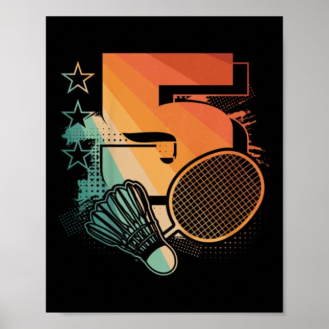 Kinder 5th Birthday Boy Badminton Player Badminton Poster (Vorne)