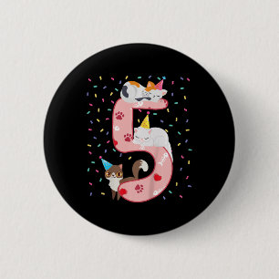Kinder 5th Birthday Girl Niedlich Cat Outfit 5 Jah Button