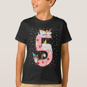 Kinder 5th Birthday Girl Niedlich Cat Outfit 5 Jah T-Shirt