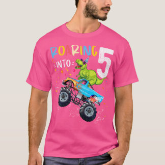 Kinder 5th Birthday T Rex Dinosaur Monster Truck B T-Shirt
