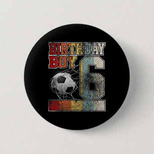 Kinder 6. Geburtstag Junge Fußball T-Shirt 6 Jahre Button