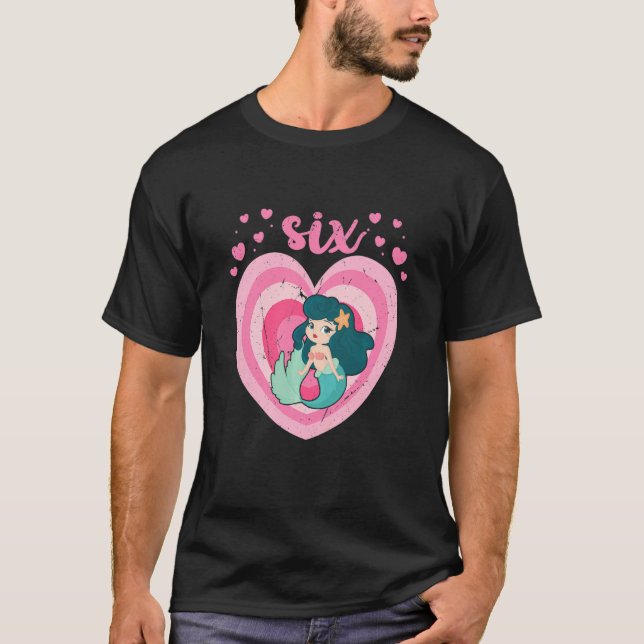 Kinder 6 Jahre alt Niedliche Meerjungfrau Geburtst T-Shirt (Vorderseite)