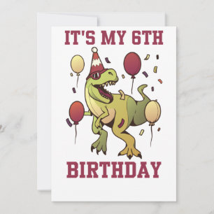 Kinder 6 Jahre alte Dinosaurier Geburtstag 6. Part Einladung