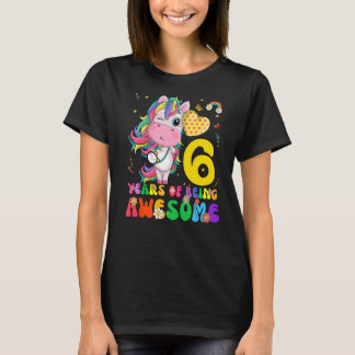 Kinder 6 Jahre Alte Mädchen Teens Einhorn 6. Gebur T-Shirt