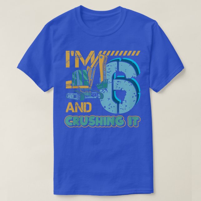 Kinder 6 Jahre alter Bagger LKW I m Crushi T-Shirt (Design vorne)
