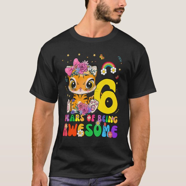 Kinder 6 Jahre Jungen Jungen Mädchen Niedlich Tige T-Shirt (Vorderseite)