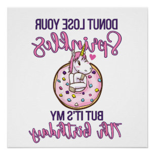 Kinder 7. Donut Geburtstagsfeier Einhorn Sieben Ja Poster
