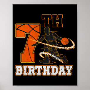 Kinder 7. Geburtstag Basketball Kinder Jungen Männ Poster