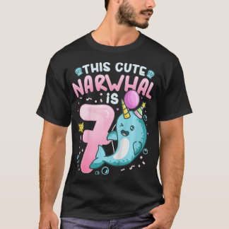 Kinder 7. Geburtstag Narwhal 7 Geburtstagsparty Th T-Shirt