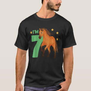 Kinder 7. Geburtstag Pferd Sieben Jahre alt F T-Shirt