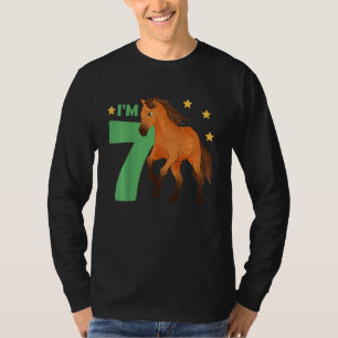 Kinder 7. Geburtstag Pferd Sieben Jahre alt F T-Shirt