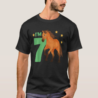 Kinder 7. Geburtstag Pferd Sieben Jahre alt F T-Shirt