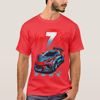 Kinder 7 Jahre alt Rennen 7. Geburtstagsfeier Renn T-Shirt