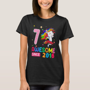 Kinder 7 Jahre Alte Mädchen Teens Einhorn 7. Gebur T-Shirt