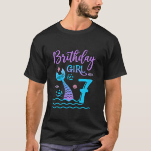Kinder 7 Jahre alter Meerjungfrau Schwanz 7. Gebur T-Shirt