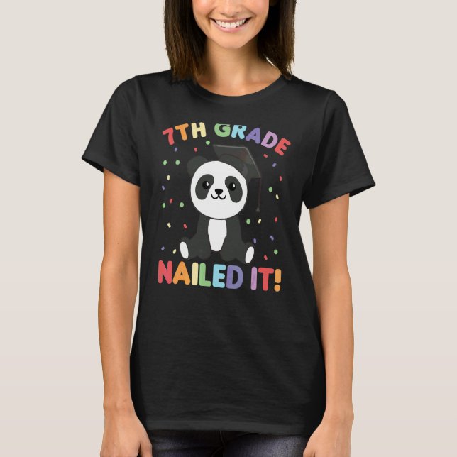 Kinder 7. Klasse Nails It Panda Abschluss T-Shirt (Vorderseite)