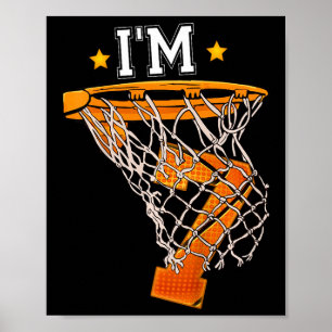 Kinder 7th Birthday Basketball I m 7 Boy Girl 6th Poster