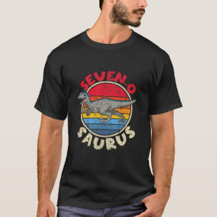 Kinder 7th Birthday Seven O Saurus I Velociraptor T-Shirt