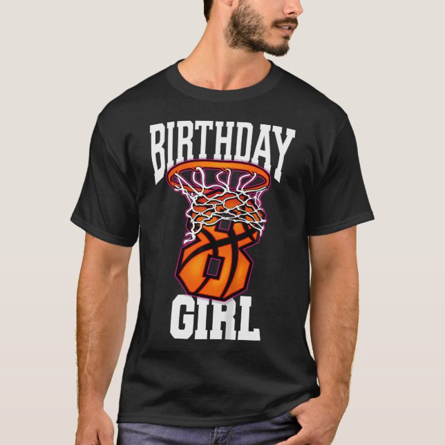 Kinder 8. Geburtstag Basketball Shirt für Mädchen  (Vorderseite)