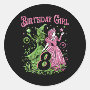 Kinder 8. Geburtstag Rosa und Grün 8 Jahre alt Runder Aufkleber