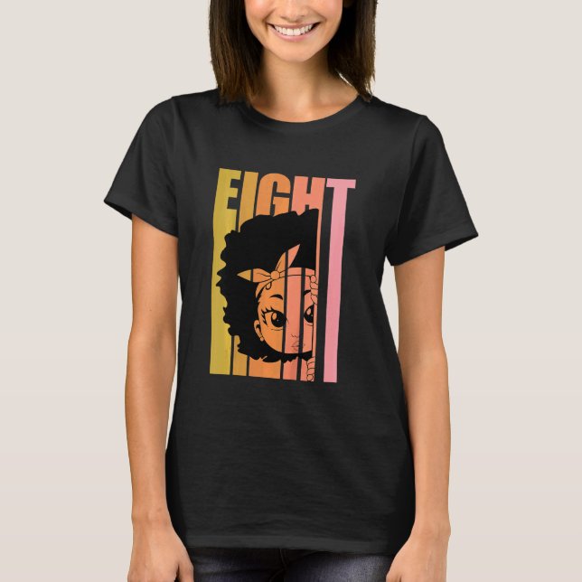 Kinder 8 heute Black Girl Queen Retro 8. Afro Hair T-Shirt (Vorderseite)