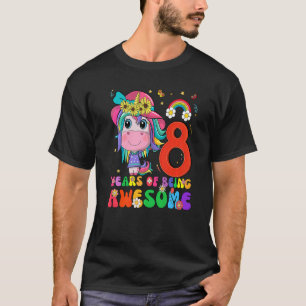 Kinder 8 Jahre Alte Mädchen Teens Einhorn 8. Gebur T-Shirt