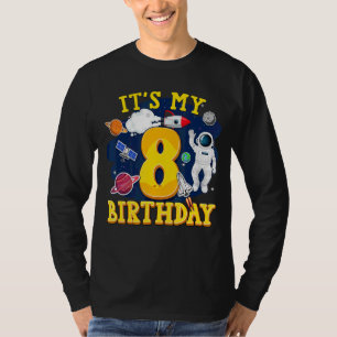 Kinder 8 Jahre alter Astronaut Weltraum 8. Geburts T-Shirt