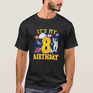 Kinder 8 Jahre alter Astronaut Weltraum 8. Geburts T-Shirt